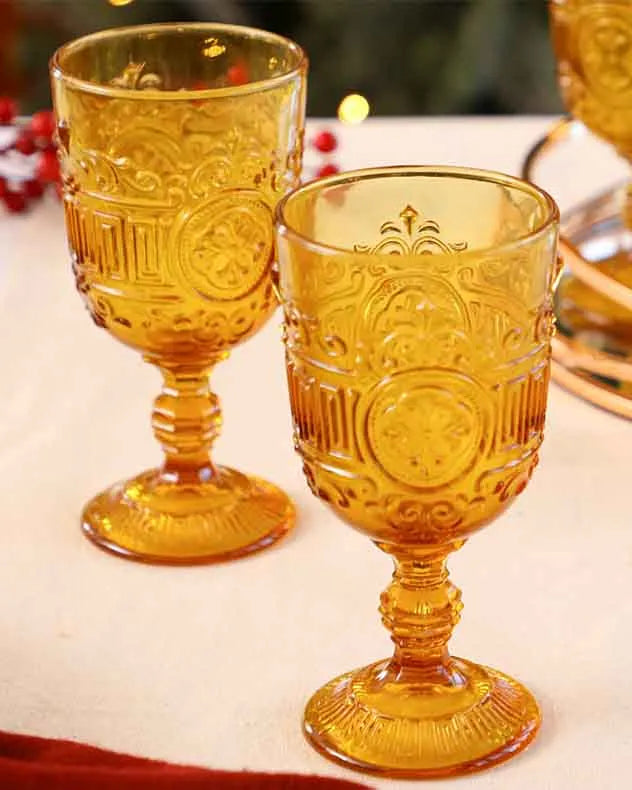 Set of 2 Parisian Amber Wine Goblet