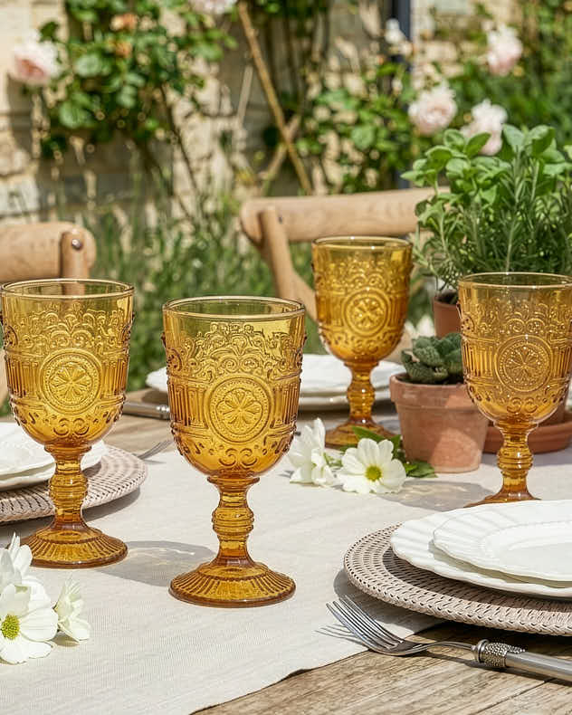 Single Yellow Glass Wine Glasses - Parisian Amber Wine Goblet