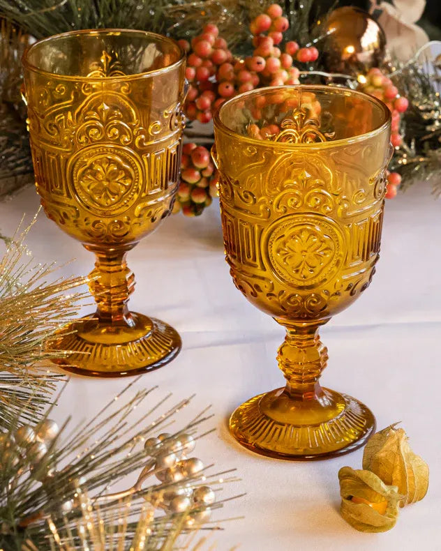 Parisian Amber Wine Goblet 