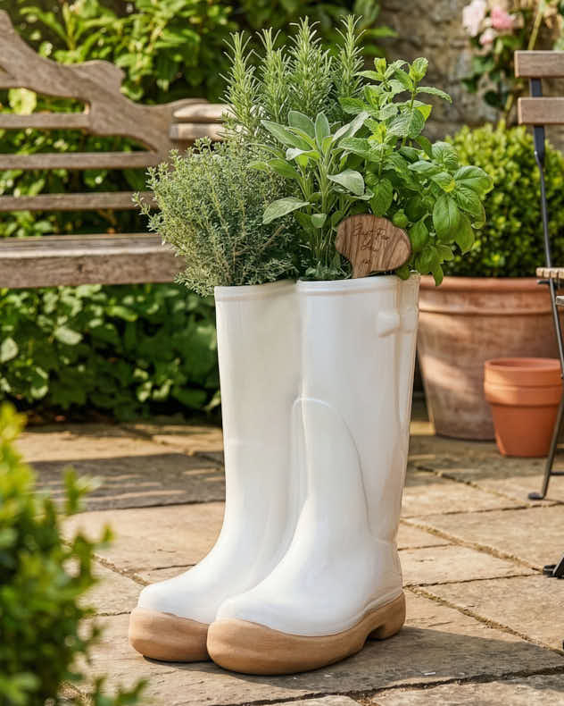 Pots &amp; Planters Bright Blue - Large Ceramic Welly Boot Planters