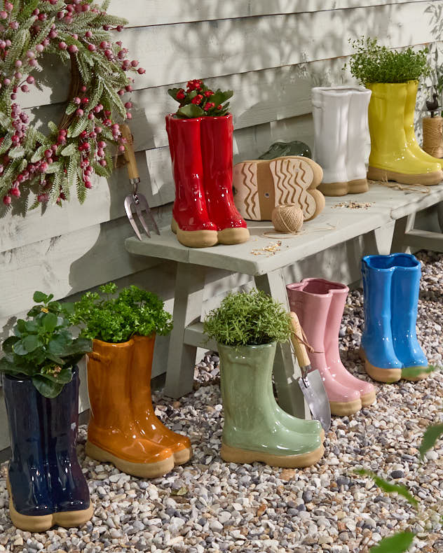 Large Ceramic Welly Boot Planters