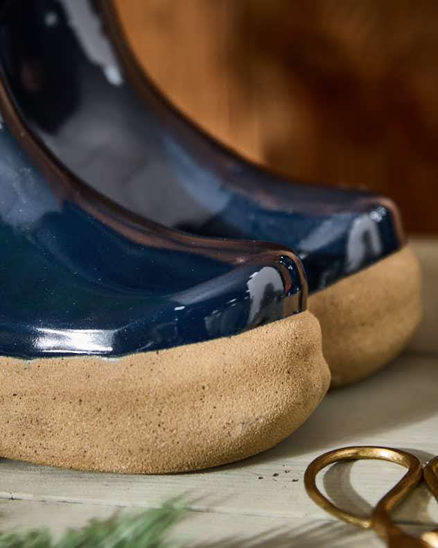 Little &amp; Large Dark Blue Welly Boots Planter Set