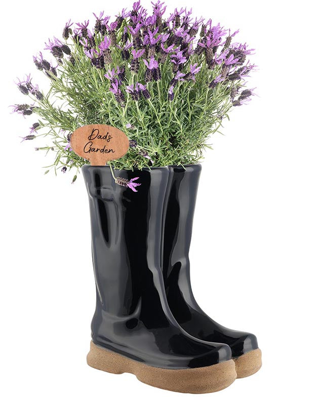 Welly Boots Planter Midnight Blue with Personalised Marker
