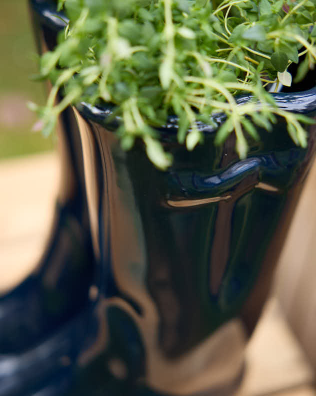Pots &amp; Planters - Large Dark Blue Welly Boot Planter