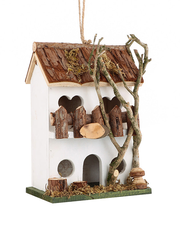 White Country Cottage Bird Hotel