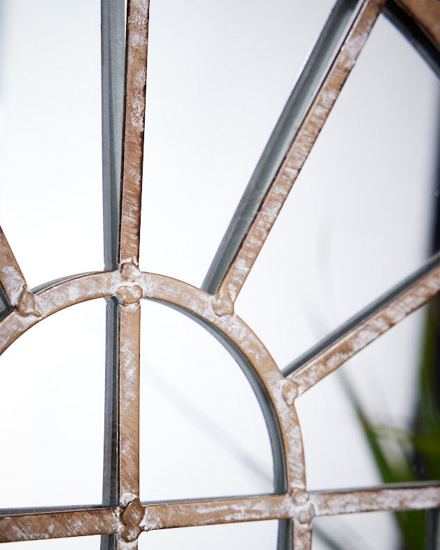 Indoor Outdoor Distressed Finish Arched Garden Mirror