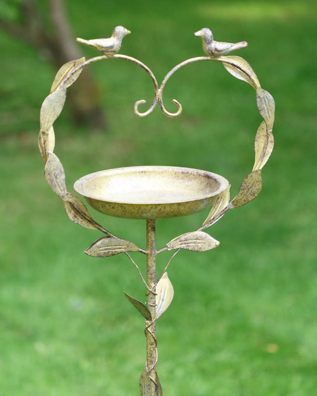 Personalised Heart Freestanding Garden Bird Dish