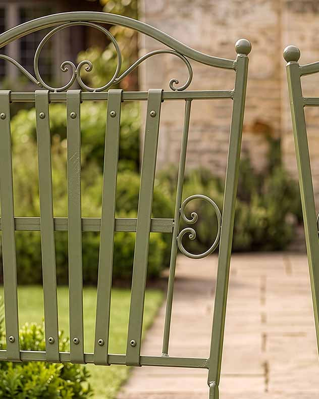 Set of 2 Vintage Green Garden Chairs