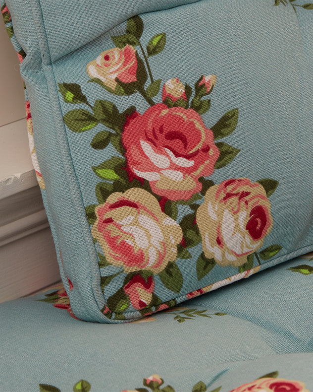 Dining Chair Blue Vintage Rose Tie on Cushion