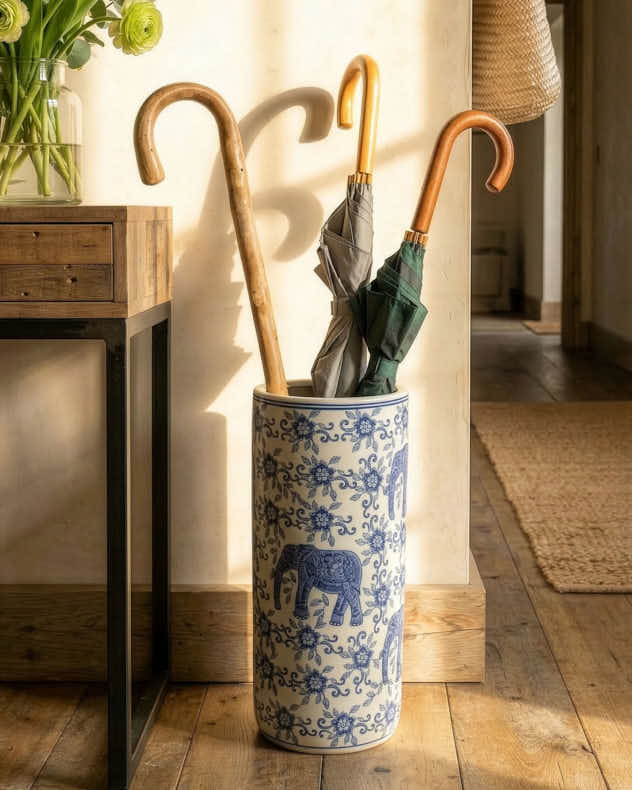 Blue Ceramic Umbrella Stands - Fine China Print Ceramic Umbrella Stand
