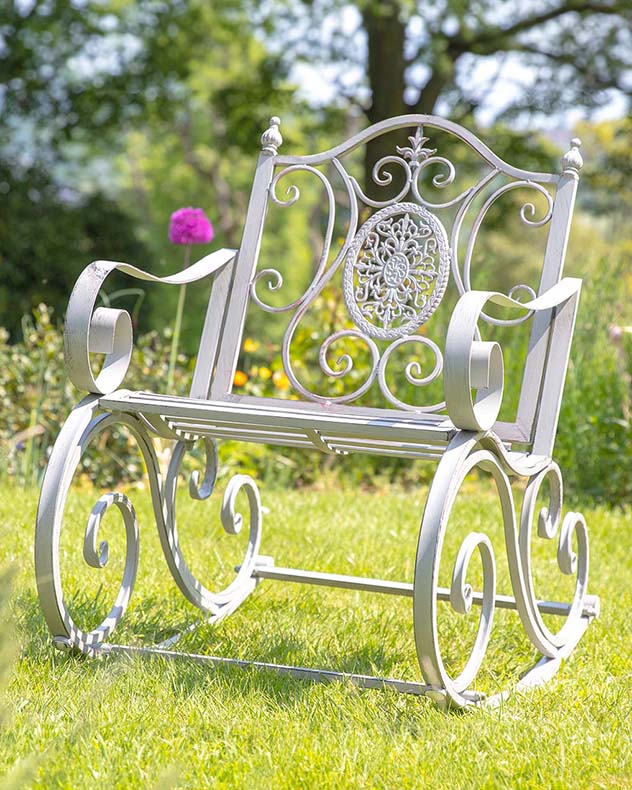 Vintage Grey Garden Rocking Chair