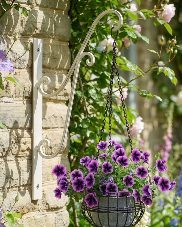 Brackets - Ivory White Hanging Basket Bracket