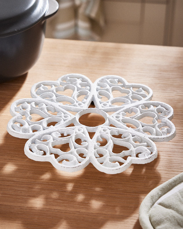 White Recycled Iron Trivets - Extra Large White Cast Iron Trivet