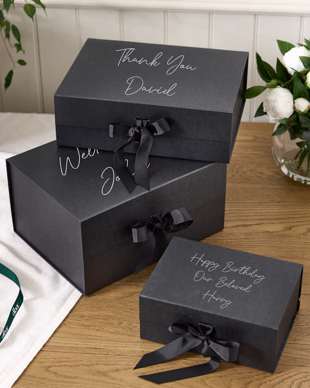 A5 Black Reinforced card Gift Boxes - Personalised Black Gift Box Collection