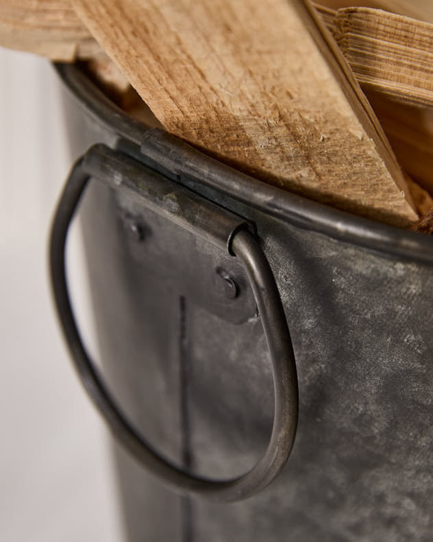 Aged Zinc Kindling Bucket