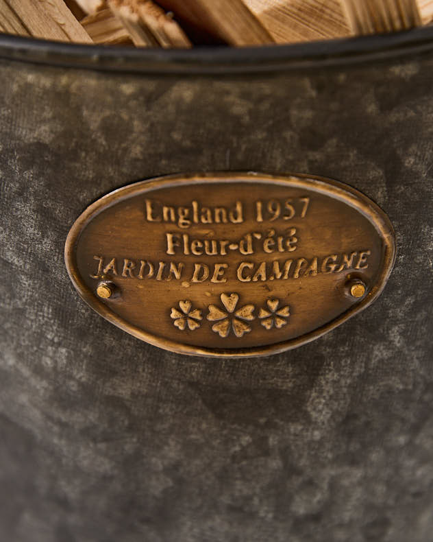 Aged Zinc Kindling Bucket