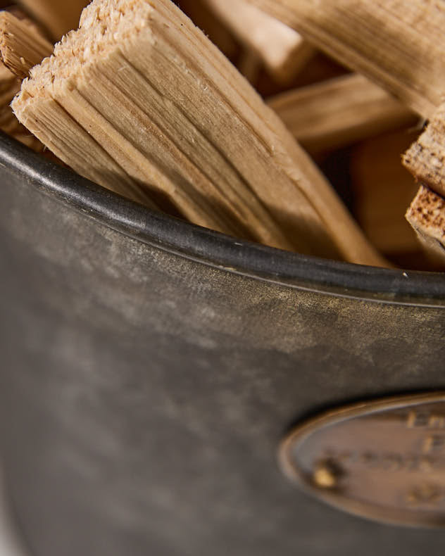 Aged Zinc Kindling Bucket