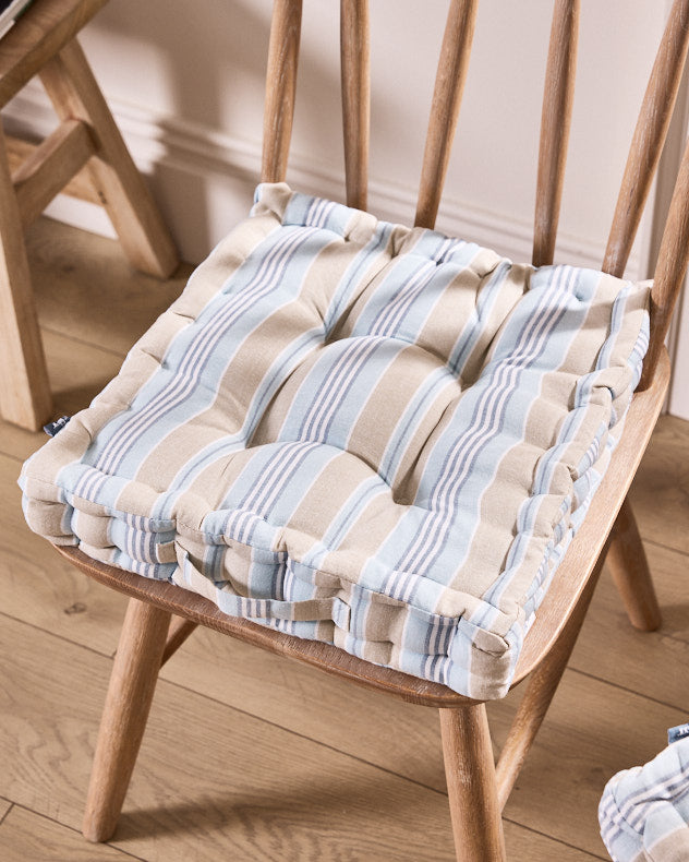Seat Pads Four Pack - Set of Blue Stripe Seat Cushions