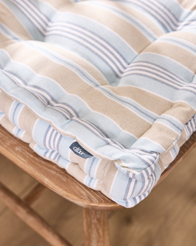 Seat Pads - Set of Blue Stripe Seat Cushions