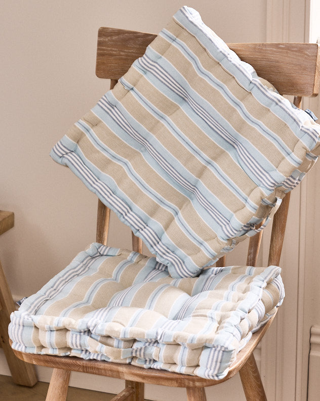 Seat Pads - Set of Blue Stripe Seat Cushions