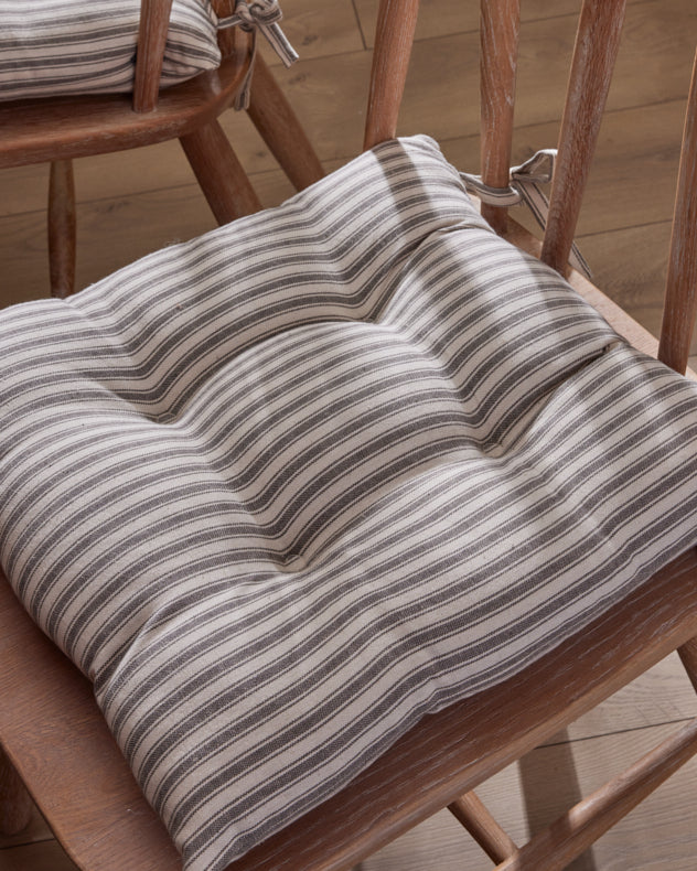 Set of 2 Grey Stripe Seat Pads
