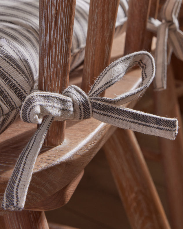 Set of 2 Grey Stripe Seat Pads