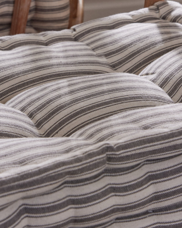 Seat Pads - Set of 2 Grey Stripe Cushion Seat Pads
