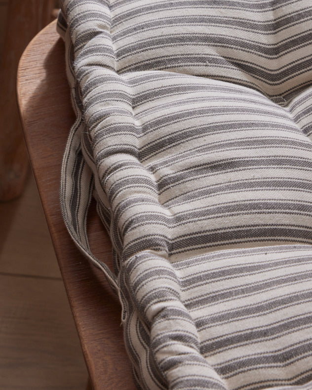 Seat Pads - Set of 2 Grey Stripe Cushion Seat Pads