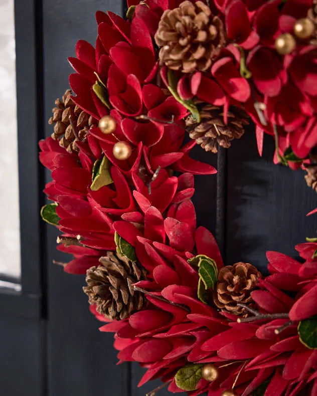 Festive Firecracker Red Wreath on front door