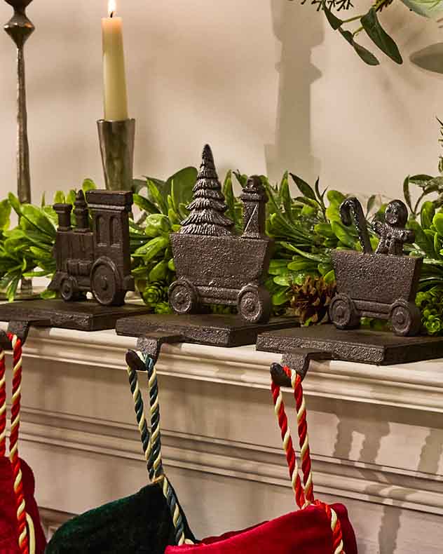 Family of 3 Train Christmas Stocking Holder Set