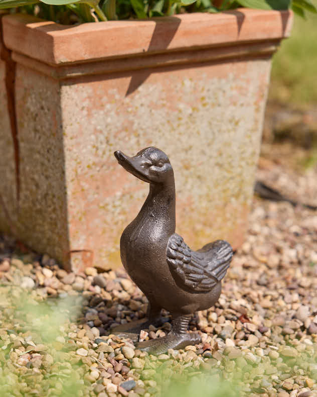 Brown Recycled Iron Garden Accessories - Denzel the Duck Garden Ornament