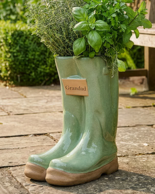 Pots & Planters - Personalised Large Green Welly Planter