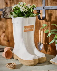 Personalised Large White Welly Planter