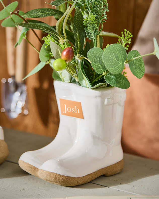 Personalised Small White Welly Planter
