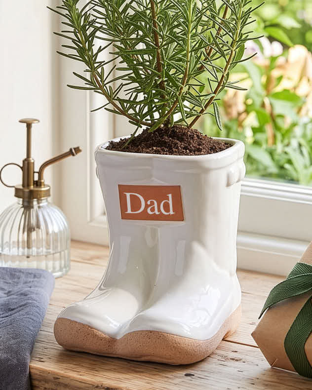 Personalised Small White Welly Planter