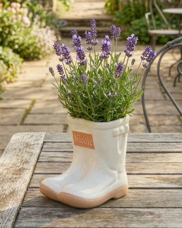 Personalised Small White Welly Planter