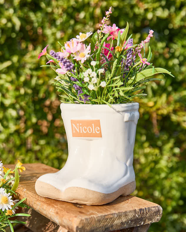 Personalised Small White Welly Planter