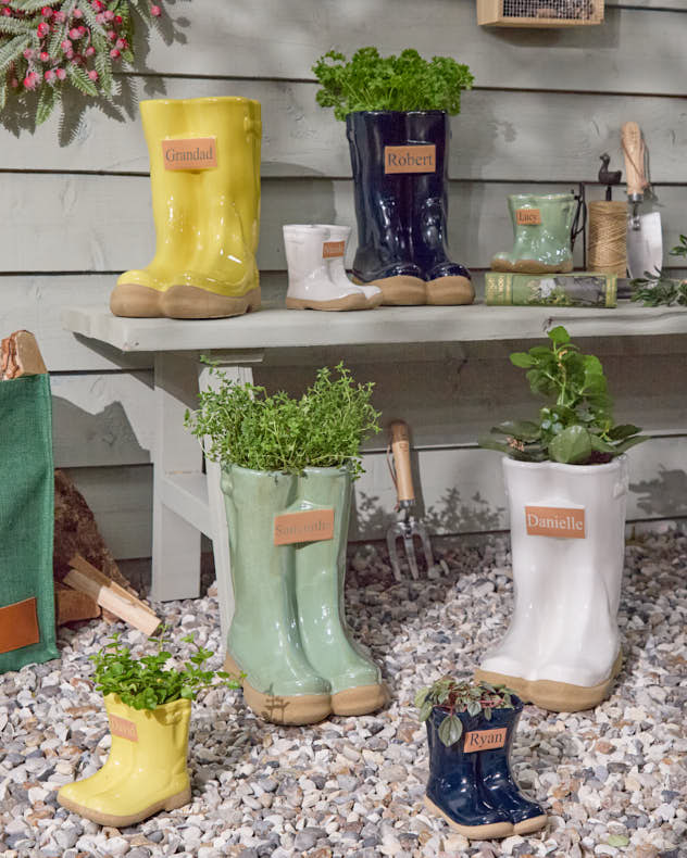 Personalised Gift Welly Boot Ceramic Planters