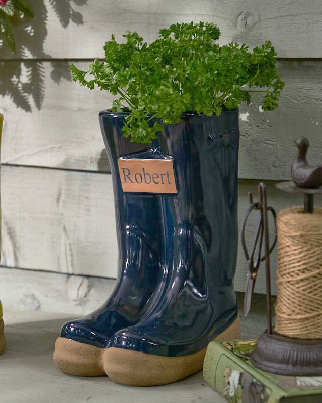 Personalised Large Blue Welly Planter