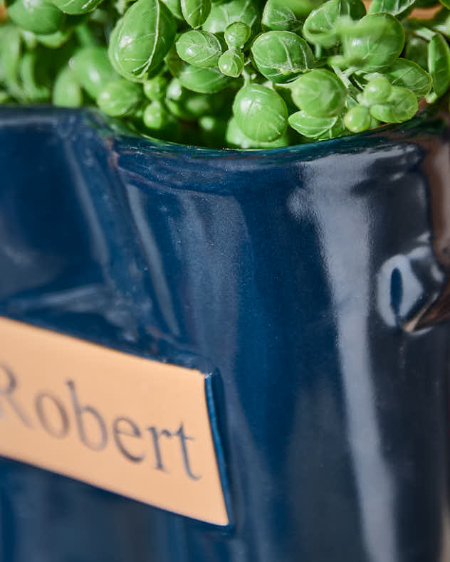 Personalised Blue Wellington Planter