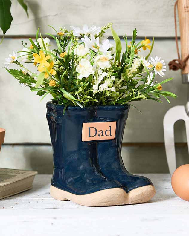 Personalised Small Blue Welly Planter