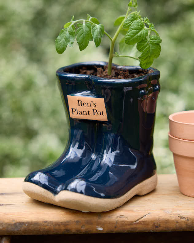 Personalisierte Pflanzgefäße für Gummistiefel