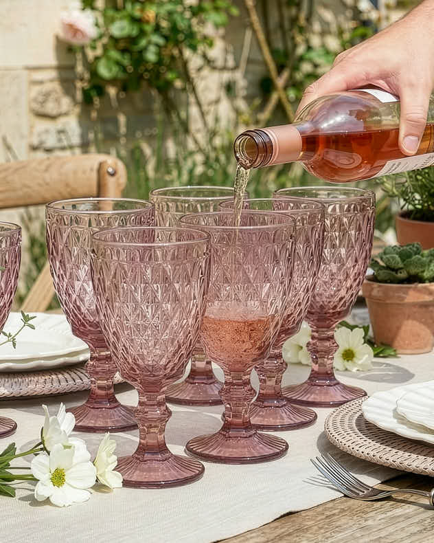 Wine Glasses Set of 4 - Rococo Pink Wine Goblet