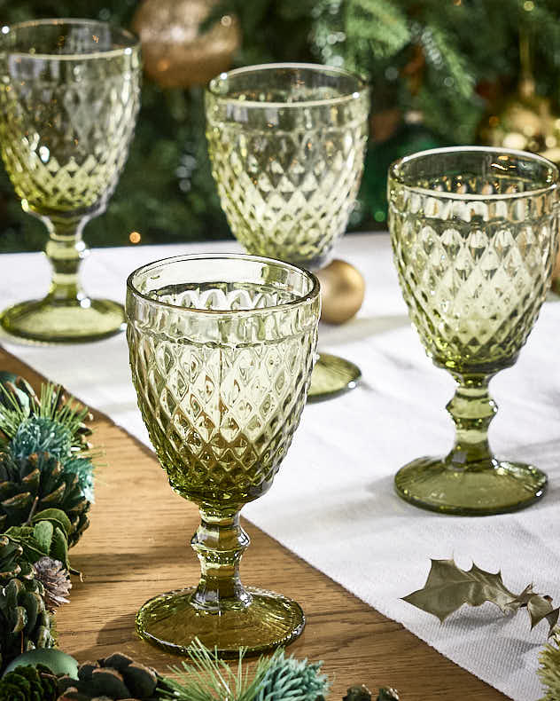 Rococo Green Wine Goblet