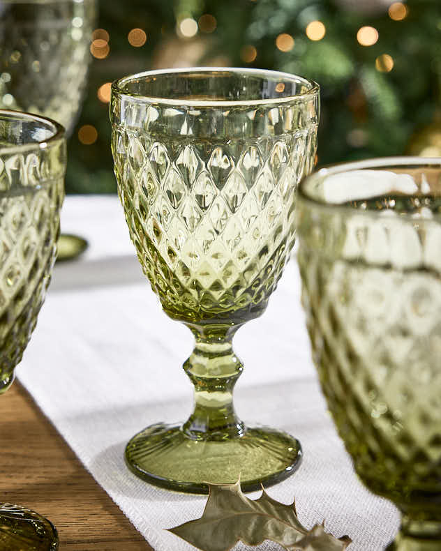 Rococo Green Wine Goblet