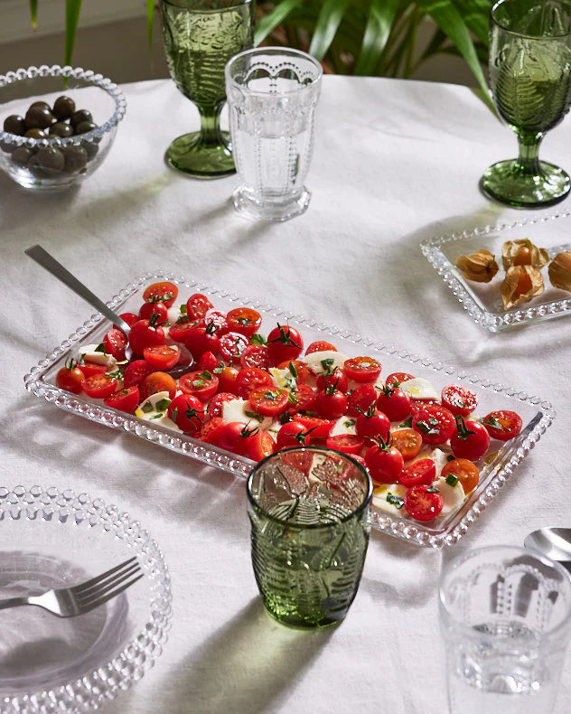 Glass Serving Platter with tomatos
