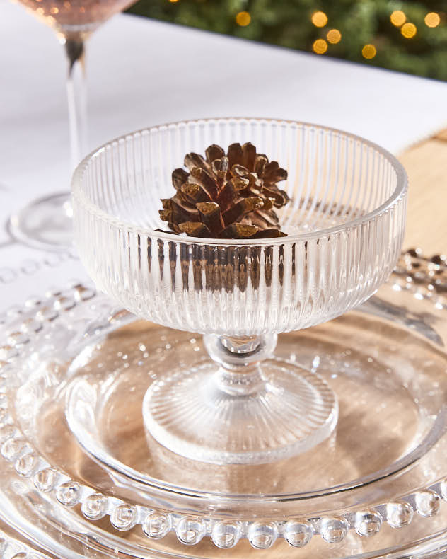 Dorata Ribbed Glass Footed Bowl