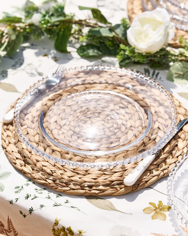Bella Perle Beaded Glass Charger Plate