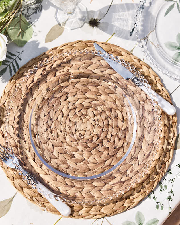 Bella Perle Beaded Glass Charger Plate
