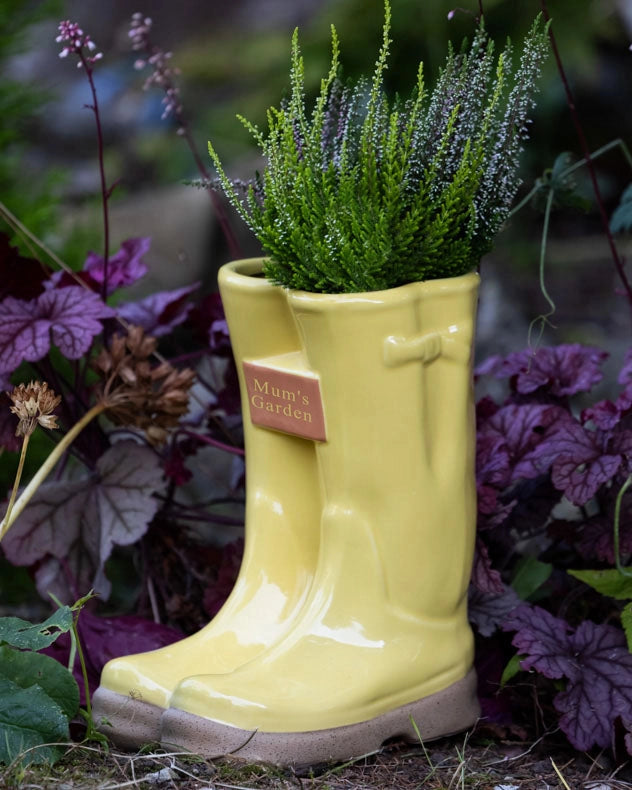 yellow Personalised Welly Boot Planter
